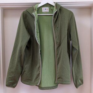 Title Nine "Chiller Diller Hoodie" in Calla Green, Wind Resistant, Fleece Lined